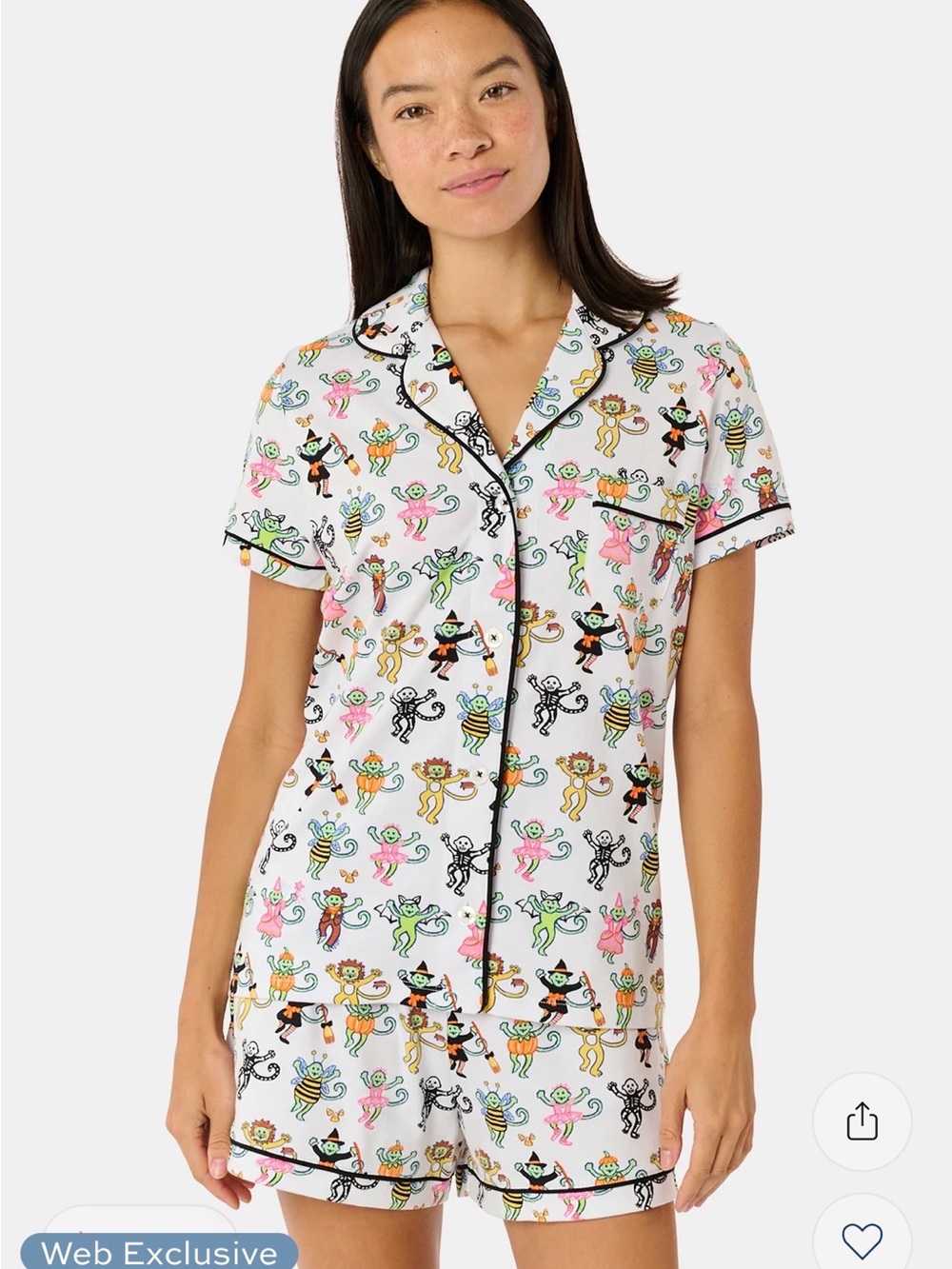 Roller Rabbit White Short Pajama Set with Multicolor Dance Print